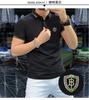 Camisa polo de manga corta para hombre, multicolor, seda de hielo europea, algodón, top para hombre, letras con pedrería, verano, transpirable, cuello vuelto, hombre