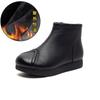Jiezu 2025 Inverno Novo Primeira Camada Couro Bovino Forrado com Lã Retrô Quente Feminino Bico Redondo Casual Moda Versátil Botas de Algodão