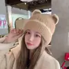 Bonito Gorro de Punto con Orejas de Gato para Mujer, Nuevo Estilo Otoño/Invierno 2026, Engrosado para Calor, Hace que la Cara se Vea Más Pequeña, Circunferencia de Cabeza Grande