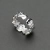 S925 Anel de Prata Esterlina Plissado Irregular Simples Forma Plain Silver Oval Abertura Ajustável Anel Feminino R00471