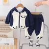 Ropa para niños, primavera 2025, novedad, niños y niñas, sudadera con capucha y cremallera de dibujos animados, traje de manga larga, pantalones de bebé, conjunto de dos piezas
