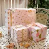 Papel Metalizado Cobre Brillante Rosa Suave Lindo Bebé Estampado Dorado Amante Cumpleaños Festividad Regalo Universal Papel de Regalo