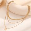 Collar de cadena multicapa de moda para mujer con cadena de clavícula chapada en metal caliente de Amazon con explosiones transfronterizas entre Europa y Estados Unidos