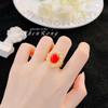 Anillo de Esmeralda Vintage Italiano Elegante Lujo Ligero Estilo Corte Diseño Nicho Anillo Rojo Paloma de Alta Gama