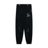 Pantalones Largos Casuales Unisex con Estampado de Letras Logo y Cordón Estilo Básico Tinta Salpicada Ropa de Pareja