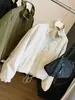 Elegante chaqueta de manga larga con cuello alto y cierre de cremallera para mujer, nueva colección de otoño, corte holgado, versátil, rejuvenecedora y elegante, con cordón y longitud corta.