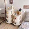 Estante de almacenamiento de estilo crema, carrito para refrigerios, estante para cosméticos, estante para dormitorio, mesita de noche, estante de almacenamiento extraíble