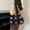 Bolsa Feminina Fofa da Moda 2025 Nova Bolsa de Ombro Grande Capacidade para o Dia a Dia Bolsa de Tricô Bolsa Tote Casual
