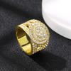 Anillo de moda europeo y americano diamante completo moderno hiphop anillo de circón para hombre anillo entrega de una pieza