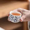 Juego de Té de Viaje Retro Azul y Blanco Taza Portátil de Servicio Rápido Souvenir de Negocio Regalo Corporativo para Clientes con Logo