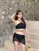 Traje de Baño para Mujer 2026 Nuevo Estilo Coreano Ins Elegante Diosa Pecho Pequeño Halter Bikini de Tres Piezas Estilo Falda