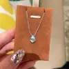 Colar de Prata de Lei S925 Gotas d'Água Azul Céu Azul Claro Diamante de Alto Carbono para Mulheres Design de Nicho Corrente de Clavícula Leve de Luxo