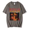 Camiseta de Verão Fina Estampada com Wicken Ultra-Clara Manga Curta Oversize Meia-Manga Masculina Estilo Solto Marca Tendência