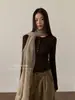 Yuanxi - Camisa básica versátil de manga larga con cuello henley, estilo coreano simple para mujer, otoño 26343