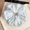 Goma para el pelo de encaje con lazo a cuadros estilo coreano para mujer, Diadema elástica de alta gama para coleta grande, Accesorio para el pelo elástico fruncido