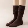 Em estoque Meias Amazon Femininas Cano Longo Outono e Inverno Espessadas terry Stouch socks Bolha Amontoada Meias para Panturrilha