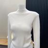 Suéter de Punto Minimalista de Color Sólido con Capas Ajustadas para Otoño 2026 Suéter Suave de Cuello Semi-Alto para Mujer