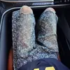 Jeans de Mezclilla Lavada Desgastada Rasgados con Estampado de Estrellas Sueltos Sentido del Diseño Marca de Moda Hip Hop Americano Pantalones Rectos Micro Acampanados