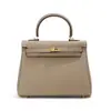 Bolsa Kelly de Couro de Vaca de Primeira Camada, Couro Genuíno, Luxo Leve, Bolsa Feminina de Marca Famosa, Bolsa de Mão Elegante para o Dia a Dia, Bolsa Versátil de Ombro e Transversal