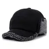 Gorra de invierno para hombre con orejeras de terciopelo y gorra cálida tipo pico de pato para papá y abuelo de mediana edad y ancianos, gorra de béisbol de algodón a prueba de frío para exteriores