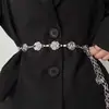 Corrente de Cintura de Metal com Flor de Rosa para Mulheres, Acessório Decorativo de Alta Qualidade para Ternos, Vestidos, Suéteres da Moda e Cintos Finos de Estilo Vintage