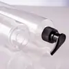 Garrafa Cilíndrica Transparente de Ombro Arredondado 350ml Embalagem para Shampoo e Condicionador Garrafa com Bomba Dosadora Fornecedor de Fábrica