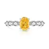 Anel de Pedra Preciosa Colorida Popular para Transmissão ao Vivo, Corte Flor de Gelo de Ovo de Pombo com Banhado a Ouro Real e Anel de Pedra de Diamante de Carbono Alto em Forma de Ovo, Disponível para Dropshipping