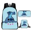 Mochila escolar de tres piezas con diseño de Stitch de Amazon, nueva y divertida para estudiantes de primaria y secundaria.