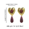 E14362 Pendientes Transfronterizos de Otoño e Invierno, Nuevo Diseño Retro con Forma de Corazón y Gota de Agua, Pendientes de Estilo Lujo Ligero de Nicho