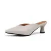 Medias Falda Estilo Francés Mules Puntiagudos de Tacón Alto para Mujer, Pantuflas de Exterior de Punta Cerrada, Talla Grande de Comercio Exterior 19-22