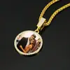 Collar Personalizado de Hip-Hop Europeo y Americano Transfronterizo Fila Única Zirconia Redonda Completa de Diamante Colgante de Marco de Foto de Moda para Hombre