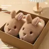 Chinelos de Algodão Desenho de Coelho Fofo Feminino Inverno Quente Com Veludo Extra Chinelos de Algodão para Casa Solado Grosso Chinelos de Pelúcia Internos Feminino