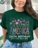 Transfronterizo [Talla europea] Nuevo modelo 2026 Aniversario 250 del Día de la Independencia de América Camiseta floral de manga corta para mujer