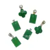 Colgante de calcedonia verde natural hielo trébol de cuatro hojas exquisito ágata trapezoidal joyería para mujer suministro en vivo suministro al por mayor