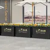 Departamento de Ventas caja de flores de hierro cafetería tienda de té con leche cuadrado maceta exterior Calle Comercial patio canaleta para flores partición de valla