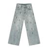 MTLCLOTHES Moda Masculina Verão 2024 Novo Design de Nicho Tinta Salpicada Grafite Jeans Casual Solto