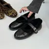Zapatos Mary Jane Retro Estilo Francés con Forro de Terciopelo para Mujer, Nuevo Modelo de Invierno con Diseño de Una Correa y Zapatos de Ballet Bajos