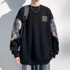 Sudadera con cuello redondo de retazos de oso retro americano para primavera y otoño para hombre, marca de moda bordada, holgada, con bloques de color, top pullover para pareja