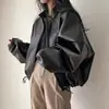 Chaqueta de cuero casual versátil de estilo americano, moderna, retro, para el trabajo, con bolsillo con cremallera, holgada, para mujer, nueva para primavera y otoño
