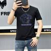 Estación Europea 2025 Verano Estampado Caliente de Alta Gama Base Camiseta de Manga Corta de Cuello Redondo Casual Nueva Moda para Hombre Ins