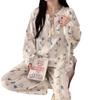 Novos Pijamas para Mulheres na Primavera e Outono Algodão Imitado com Bojos, Mangas Longas, Desenhos Animados Doces, Podem Ser Usados Fora, Conjunto de Roupas para Casa Little Red Book