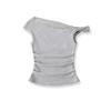 Top Feminino Estilo Retro Puro Desejo Gola Assimétrica de Uma Linha Ombro a Ombro Torcido Personalizado Hot Girl Camiseta Curta Eластичная Slim Plissada