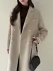 [Backtracking Minimalista] Geming Ropa Exterior de Lana con Cuello de Traje de Gama Alta para Mujer Abrigo Largo de Lana de Invierno W908C