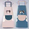 Delantal de Cocina Impermeable y a Prueba de Aceite con Dibujos Animados para Hombres y Mujeres, Ropa de Trabajo, Delantal Limpiable a Mano, Modelo de Pareja Anti-Manchas de Aceite