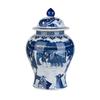 Cerámica Jingdezhen Antigua Jarra Grande de Porcelana Azul y Blanca Jarrón Estilo Chino Hogar Sala de Estar Decoración Pasillo Adornos