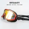 Gafas de natación de montura grande de moda electrochapadas al por mayor, gafas de natación impermeables de alta definición para adultos, equipo de natación de silicona, venta directa del fabricante