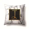 Funda de almohada de poliéster para el hogar, impresa, mármol negro y dorado, funda de almohada, 26 letras inglesas, funda de cojín QTB04