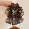 Grampo de rabo de cavalo suave em rede estilo coreano para mulheres, presilha de cabelo de fita floral de alta qualidade, presilha de tubarão estilo preguiçoso com laço, acessório de cabelo