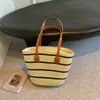 Bolsa de palha feminina bolsa de verão bolsa de praia bolsa grande capacidade bolsa de ombro trançada bolsa de palha de vime bolsa balde moderna
