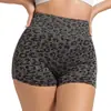 Shorts de Yoga Deportivos para Mujer Temu Transfronterizos de Cintura Alta Estampado de Leopardo Estilo Europeo y Americano para Control de Abdomen y Glúteos